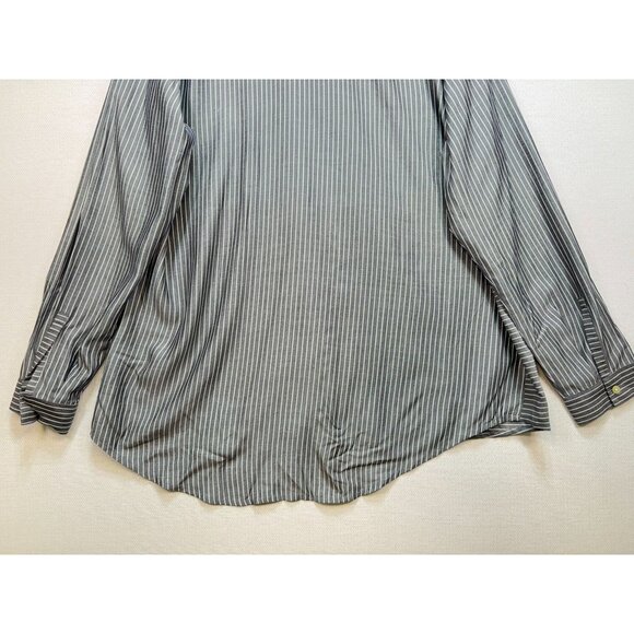 J. Jill Women's Rayon Button Down Shirt Stripe Size L White Gray Long Sleeve - Picture 11 of 13